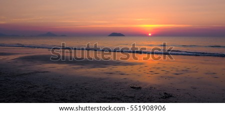 Sunset at Bangben Beach, Laemson National Park, Ranong Province at evening