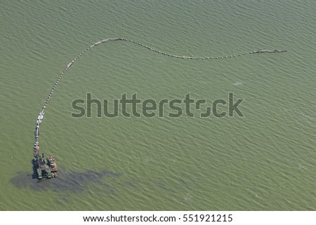 Aerial view of a polluted lake in China