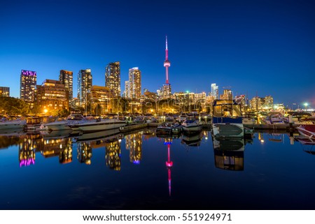 Toronto city skyline, Marina Quay West, Ontario, Toronto, Canada