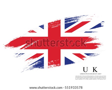 Flag of the United Kingdom of Great Britain and Northern Ireland, brush stroke background Royalty-Free Stock Photo #551933578