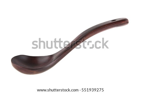 wooden spoon isolated on white background closeup