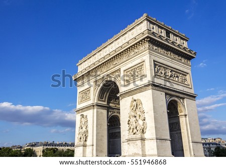 view of the Arc de Triomphe, Paris, France