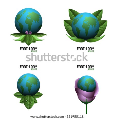 Set of earth day graphic designs, Vector illustration