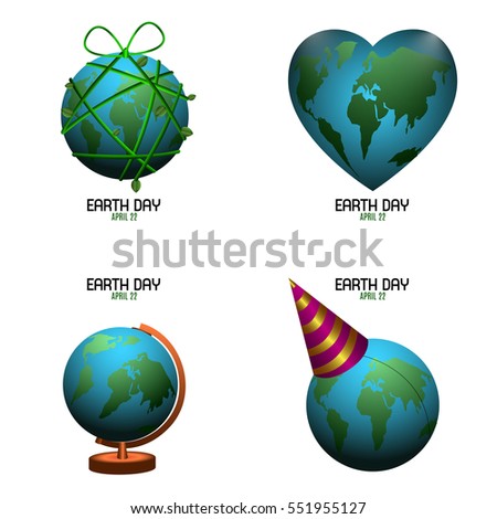 Set of earth day graphic designs, Vector illustration
