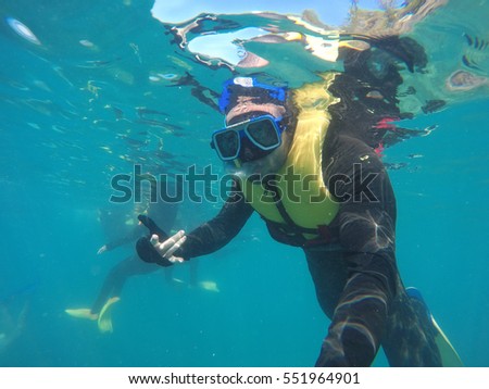 Scuba Diver Underwater taking a selfie