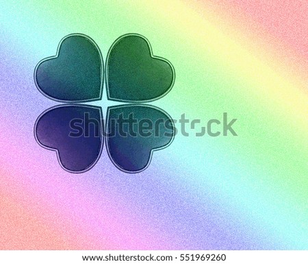 Four Hearts in Clover Leaf shape on colorful dissolved background