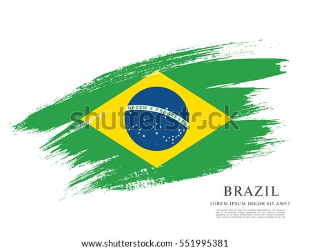 Flag of Brazil, brush stroke background Royalty-Free Stock Photo #551995381