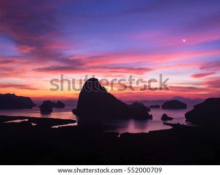 Beautiful and stunning sunrise from "Samet nangshe viewpoint" Thailand.