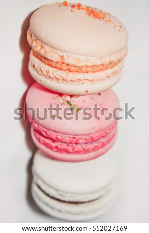 cake assorted macarons for a gift. Selective focus. 