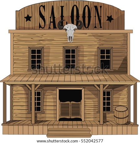 Saloon - Vector art - Old West Building - Western icon Royalty-Free Stock Photo #552042577