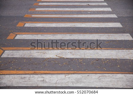 White crosswalk on asphalt road