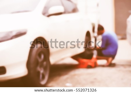 Picture blurred  for background abstract and can be illustration to article of car in garage