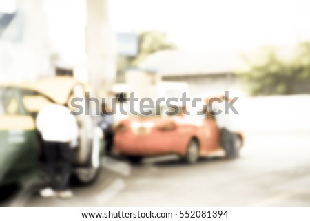 Blurred  background abstract and can be illustration to article of Petrol pump filling