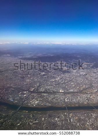 Scenery from the sky above Osaka