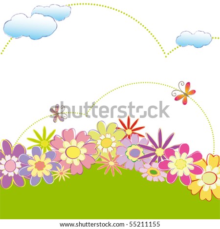 Spring summer colorful floral butterfly wallpaper