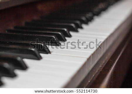 Piano keys close up 