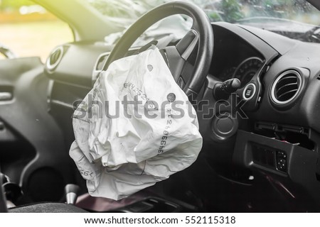Airbag exploded at a car accident,Car Crash and air bag Royalty-Free Stock Photo #552115318
