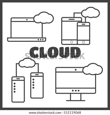 Cloud shapes set, cloud icons for computing, app