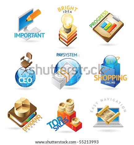 Business icons. Heading concepts for document, article or website. Vector illustration.