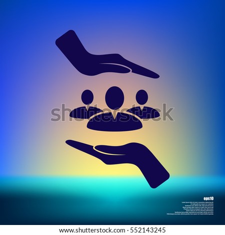 Group of people and hands icon