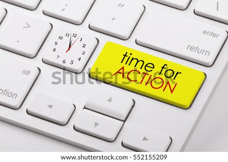 Time for action written on computer keyboard.