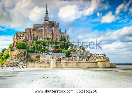 Beautiful Mont Saint Michel cathedral on the island, Normandy, Northern France, Europe Royalty-Free Stock Photo #552162250