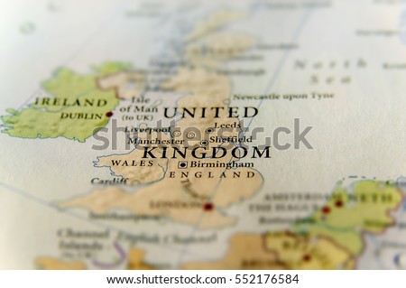 Geographic map of European country United Kingdom with important cities Royalty-Free Stock Photo #552176584