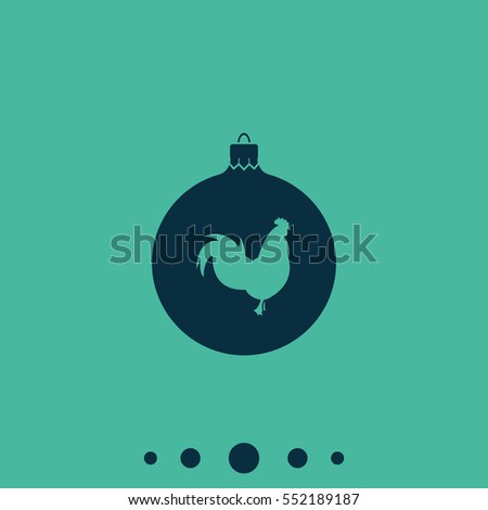 Simple Christmas tree ball with rooster. New Year decoration.