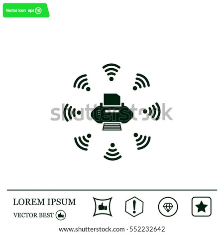 Printer with wi-fi connection, vector icon