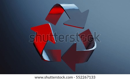 Recycle symbol on various material and background, 3d render