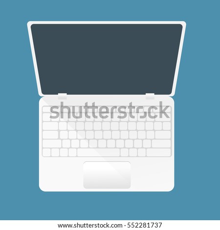 Laptop with blank screen display. Flat vector stock illustration