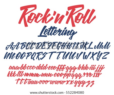 Rock n Roll Handwritten lettering vector font aphabet Royalty-Free Stock Photo #552284080