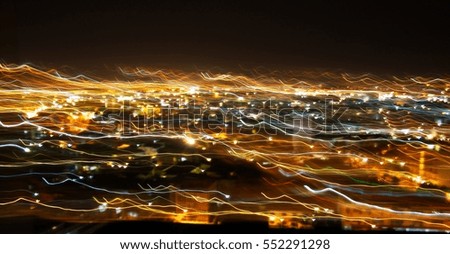 Night at the city with abstract lights