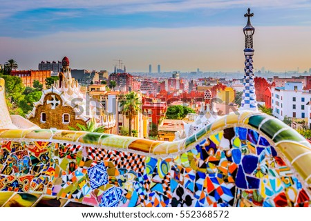 Park guell colors in Barcelona, Spain. Royalty-Free Stock Photo #552368572