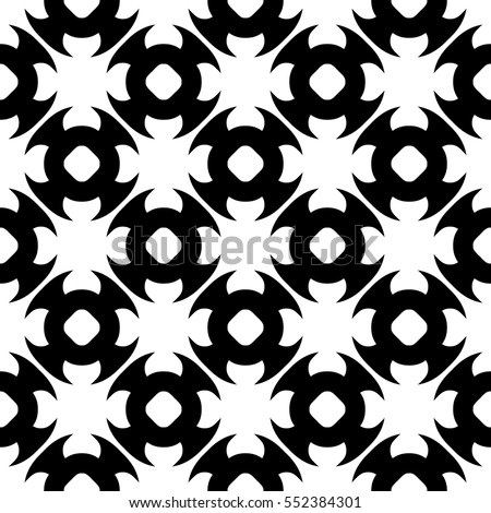 Vector monochrome seamless pattern. Abstract black & white geometric texture in oriental style, repeat tiles. Endless ornamental background, contrast design for prints, decoration, textile, clothing.