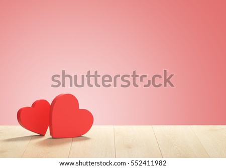 3D render of heart shape boxes. Background for Valentines Day.