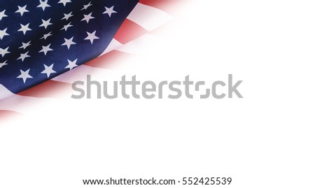 USA flag on white background