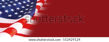 USA flag on red background