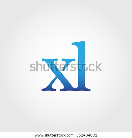 Lowercase xl Logotype. Blue Letter Logo. Letter Abbreviations. Vector Template Element.