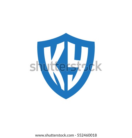 Initial letters KY shield shape blue simple logo