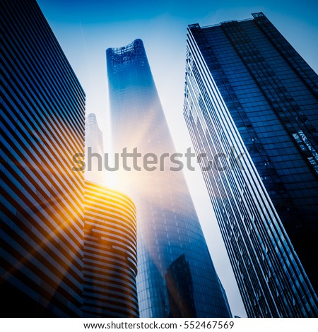 Skyscrapers from a low angle view in Shanghai,China.