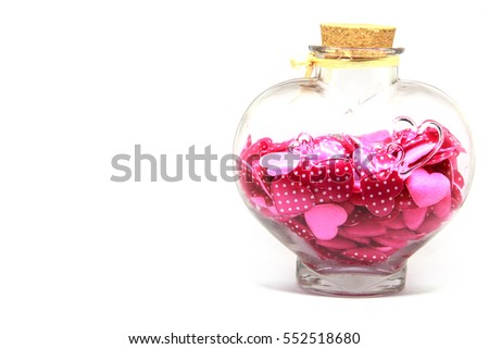 Glass jars filled with small heart.