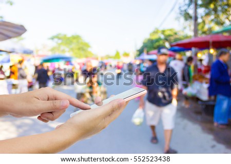 Blur image of  street market, use for background.