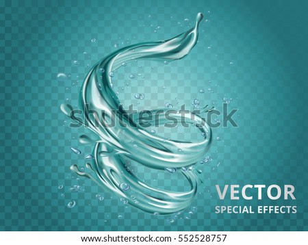 Dynamic aqua elements, special editable effect for design in 3d illustration