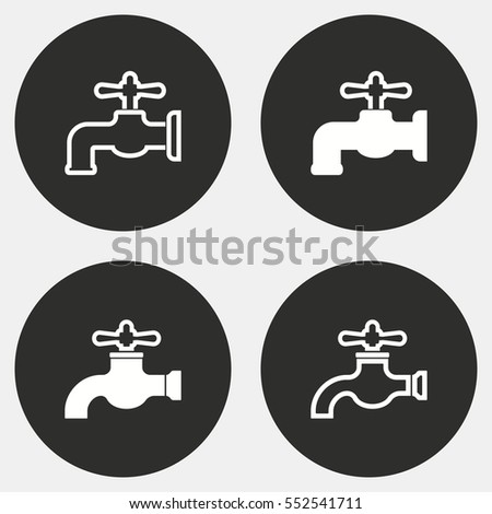 Faucet vector icon. White illustration isolated on black background for graphic and web design.