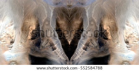 The rodent, Tribute to Dalí, abstract symmetrical photograph of the deserts of Africa from the air, aerial view, abstract expressionism, mirror effect, symmetry, kaleidoscopic