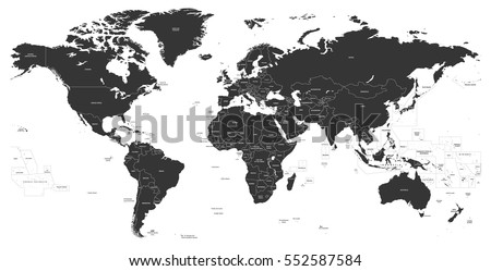 vector black political world map