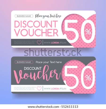 Gift Voucher discount template with Valentines day sale background . Vector illustration.banners.Wallpaper.flyers, invitation, posters,tag, brochure.