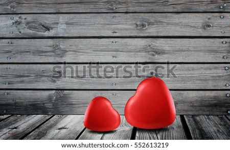 Red heart on the wooden background for Valentine day