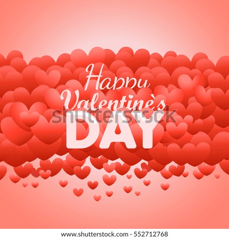 Happy valentines day greeting card. Valentines vector label with red hearts